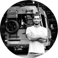 A picture from Igor Bukovsky in front of his camper van.