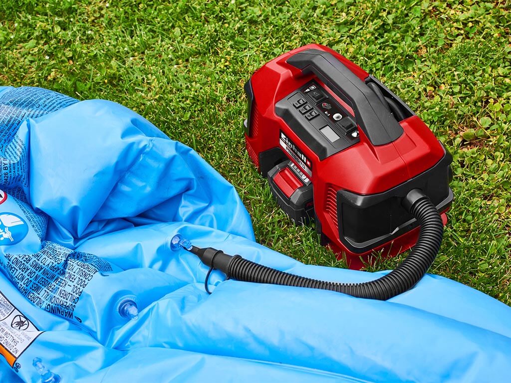 battery compressor next to air mattress