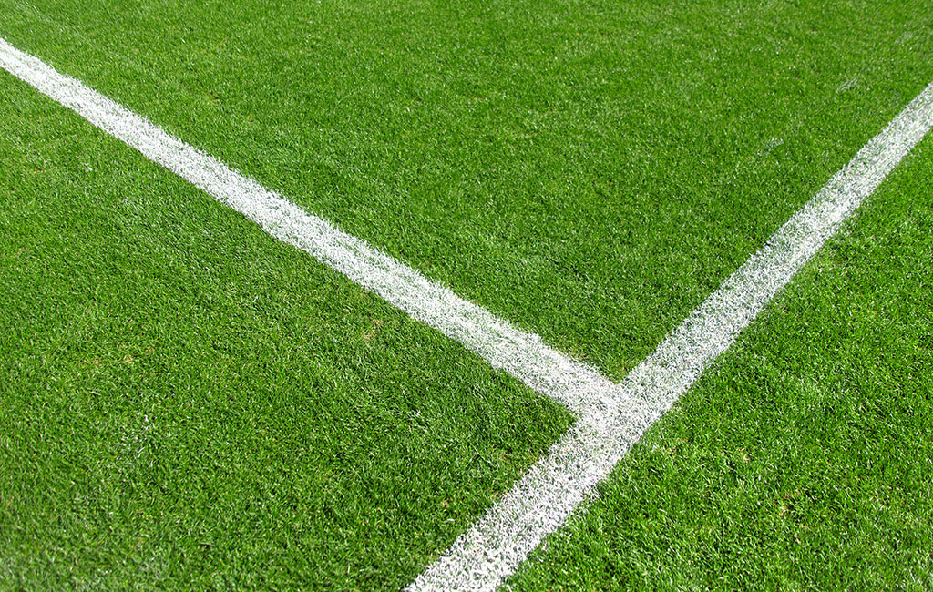 Picture of the lines on a soccer field.