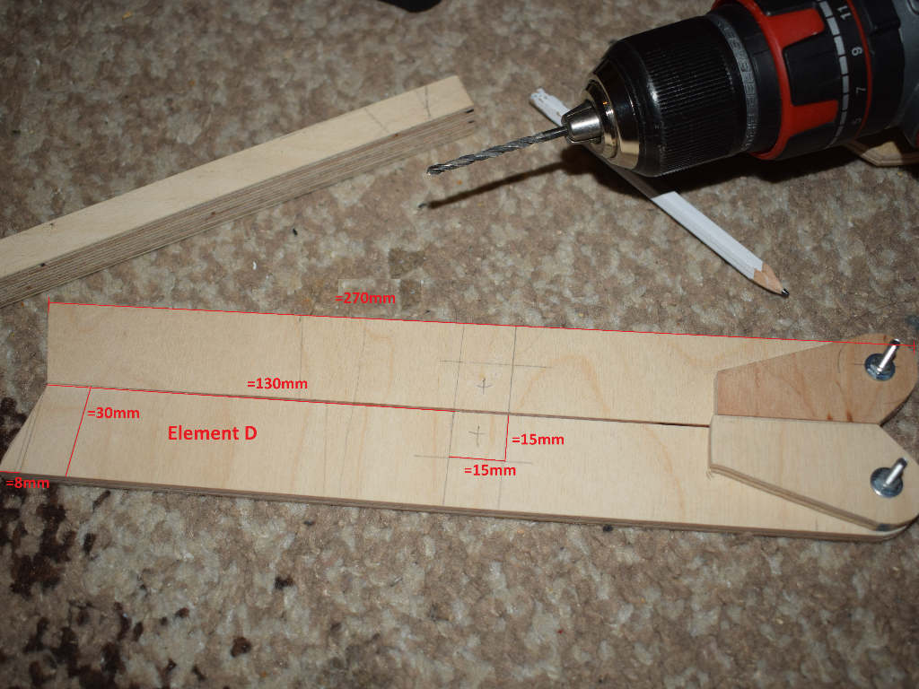 mm details on wooden board for drilling