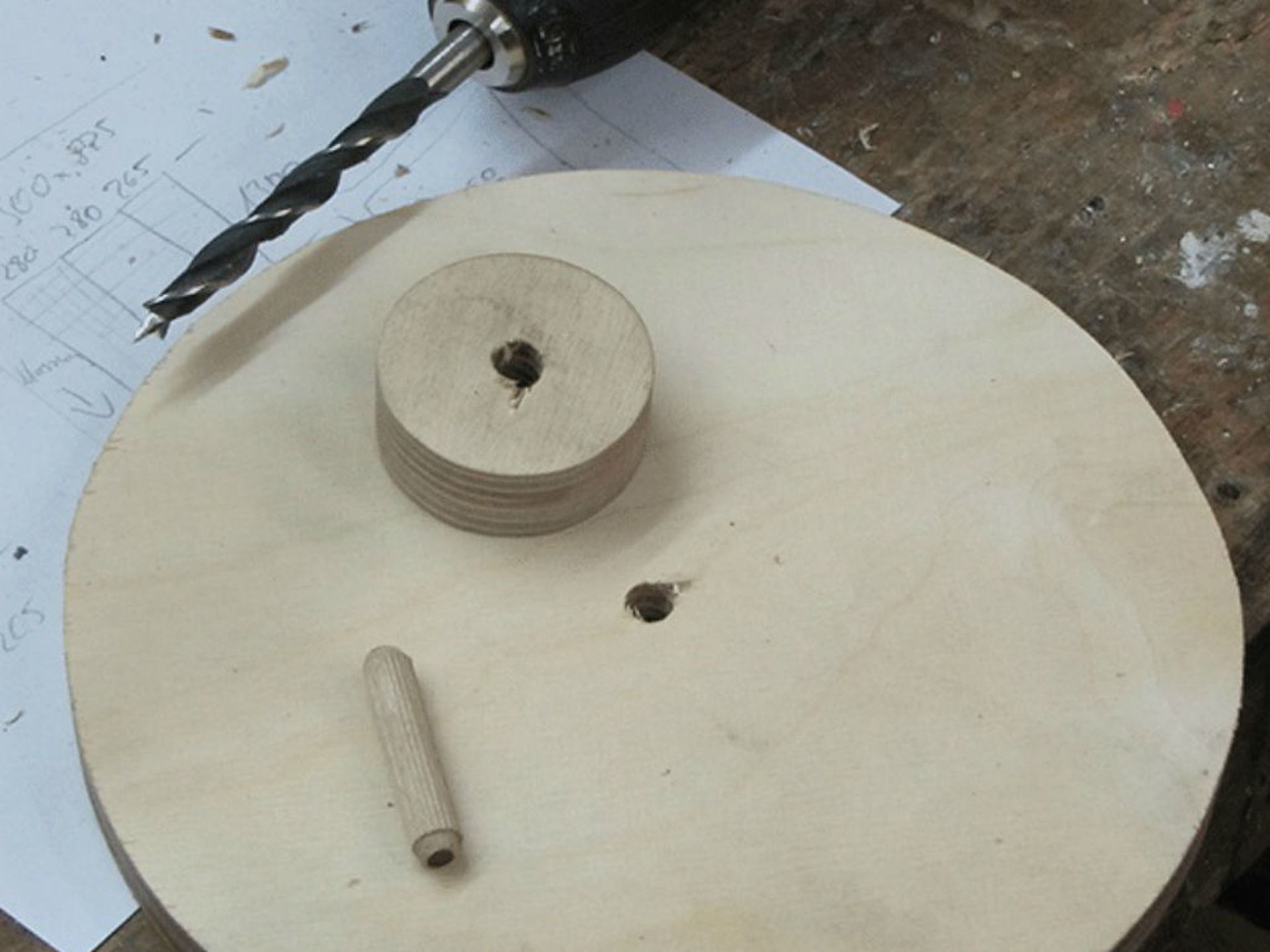two wooden circles with hole