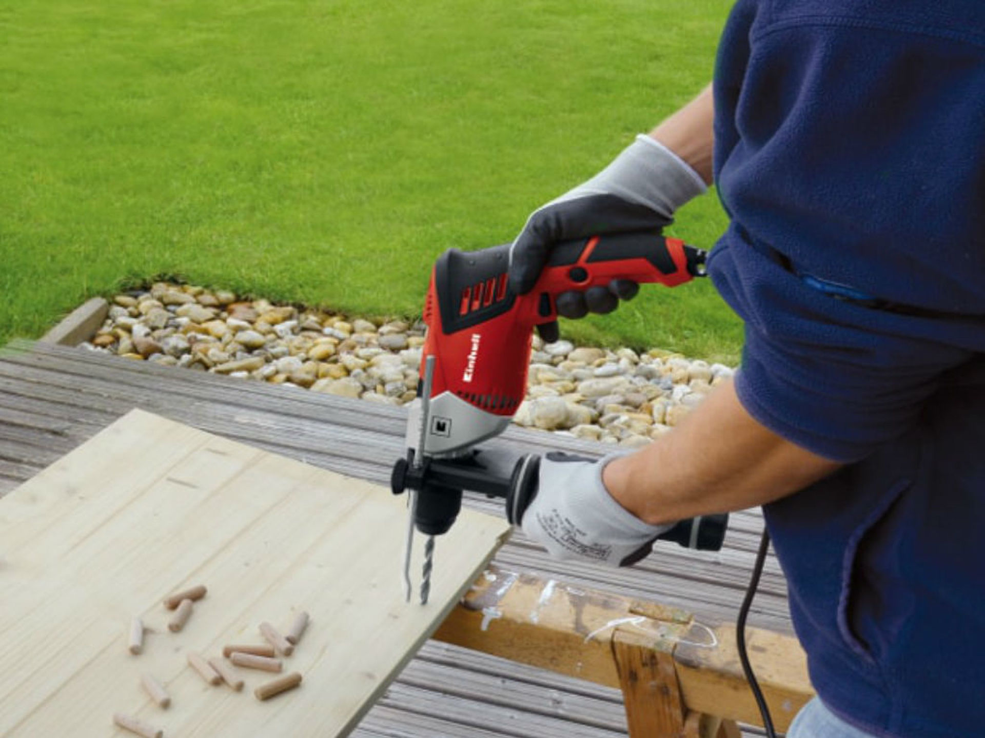 Hole is drilled into wooden board