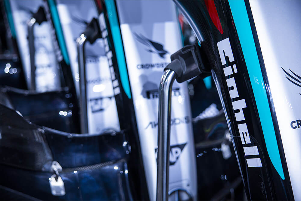Formula 1 Mercedes car with the Einhell logo.