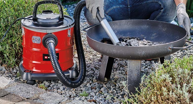 cabled ash vacuum in use