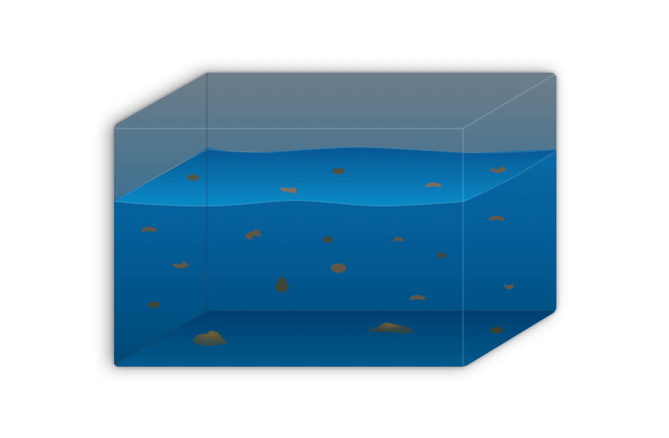 drawing of a water basin with dirt water